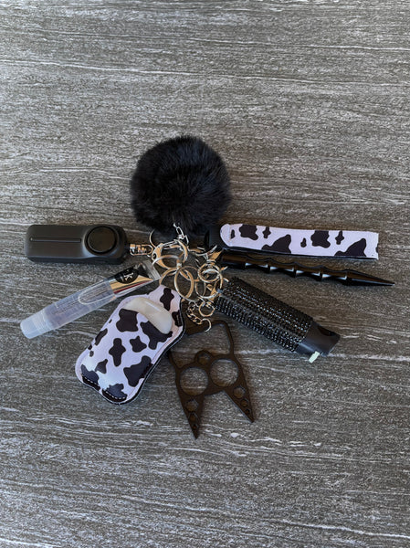 Cow Print Self Defense Keychain