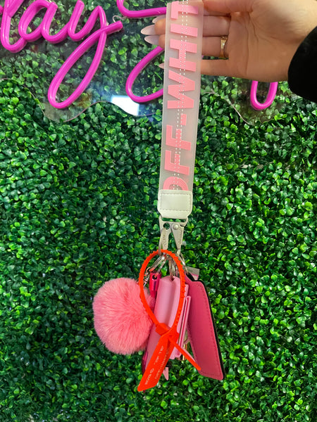 Pink OFF-WHITE safety keychain
